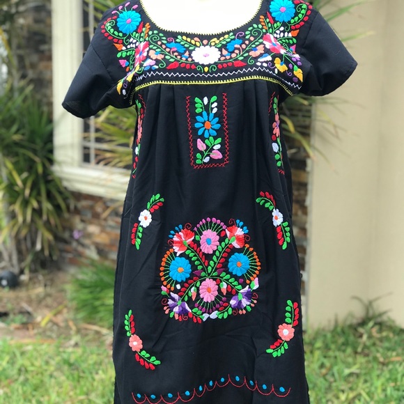 Authentic Mexican Floral Embroidered Dress  - Picture 2 of 7